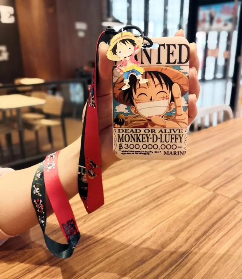 1 Set One Piece Anime Card Cases Card Lanyard Key Lanyard Cosplay Badge ID Cards Holders Neck Straps Keychains Luffy Zoro Ace