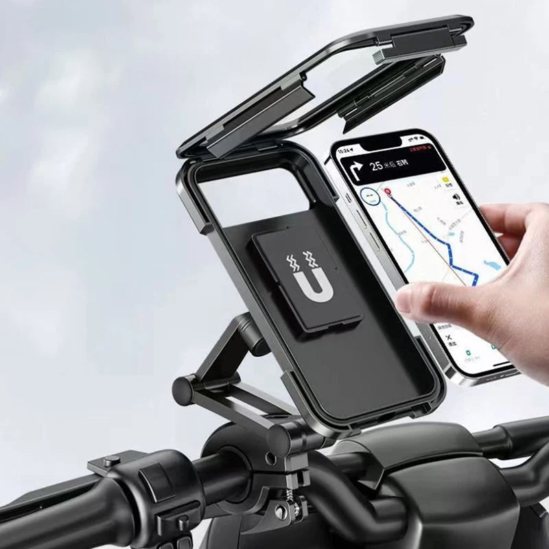 Waterproof Motorcycle Bike Mobile Phone Holder Magnetic Universal Bicycle GPS 360° Swivel Adjustable Motorcycle Cellphone Holder
