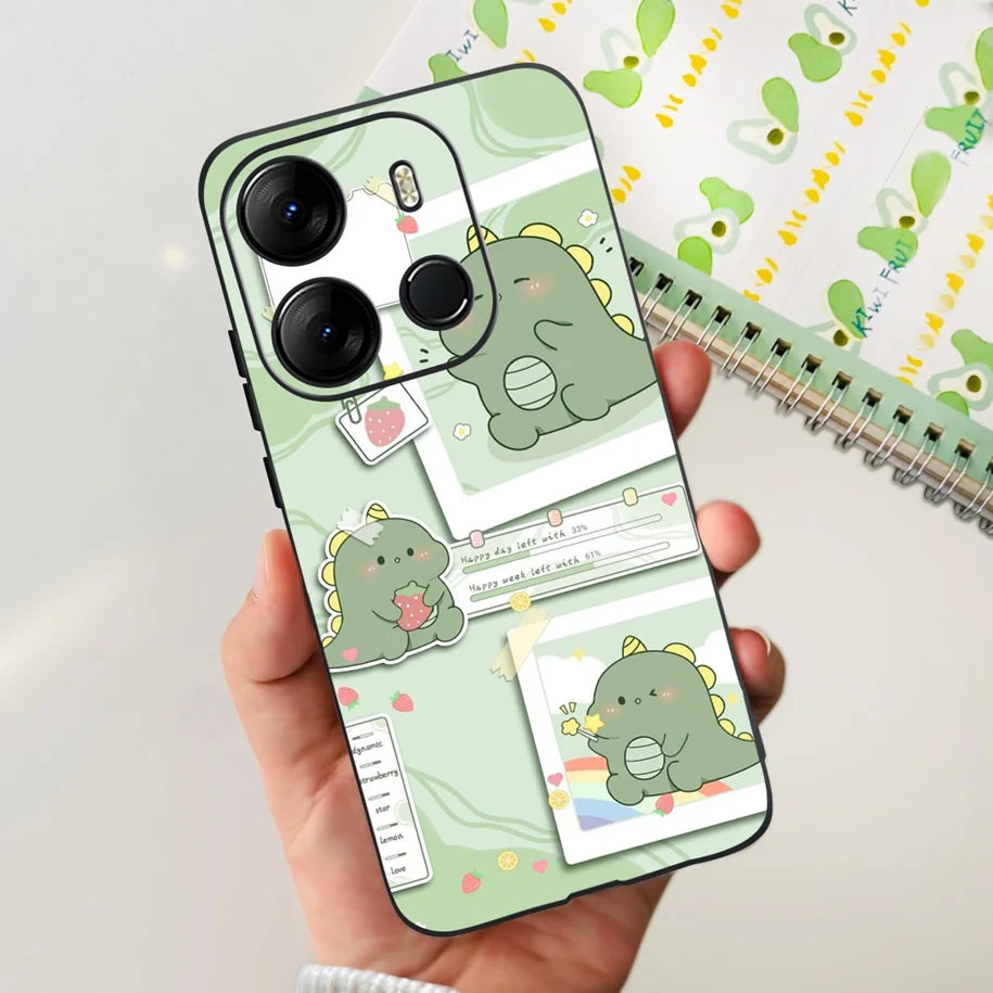 For Infinix Smart 7 HD Case Smart 7 Plus Soft Silicone Cover for Infinix Smart7 HD Capa Smart7hd Phone Cases Cute Dinosaur Funda