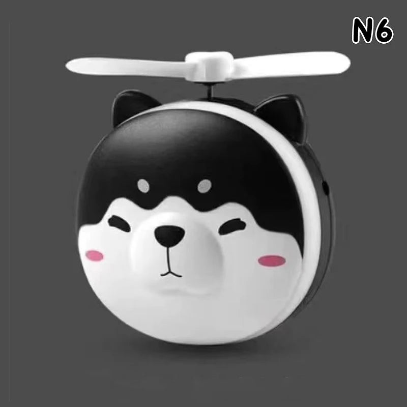 Cute Piggy Makeup Mirror With Led Light Handheld Cosmetic Mirror With Small Fan Girls Travel Portable Vanity Mirror HD Mirror