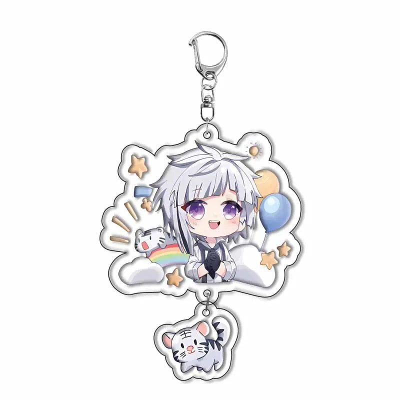 New Dogs Keychain Atsushi Nakajima Dazai Double Sided Transparent Acrylic Pendant Figure Key Holder Jewelry For Fans Accessories