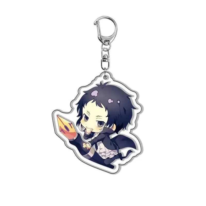 New Dogs Keychain Atsushi Nakajima Dazai Double Sided Transparent Acrylic Pendant Figure Key Holder Jewelry For Fans Accessories