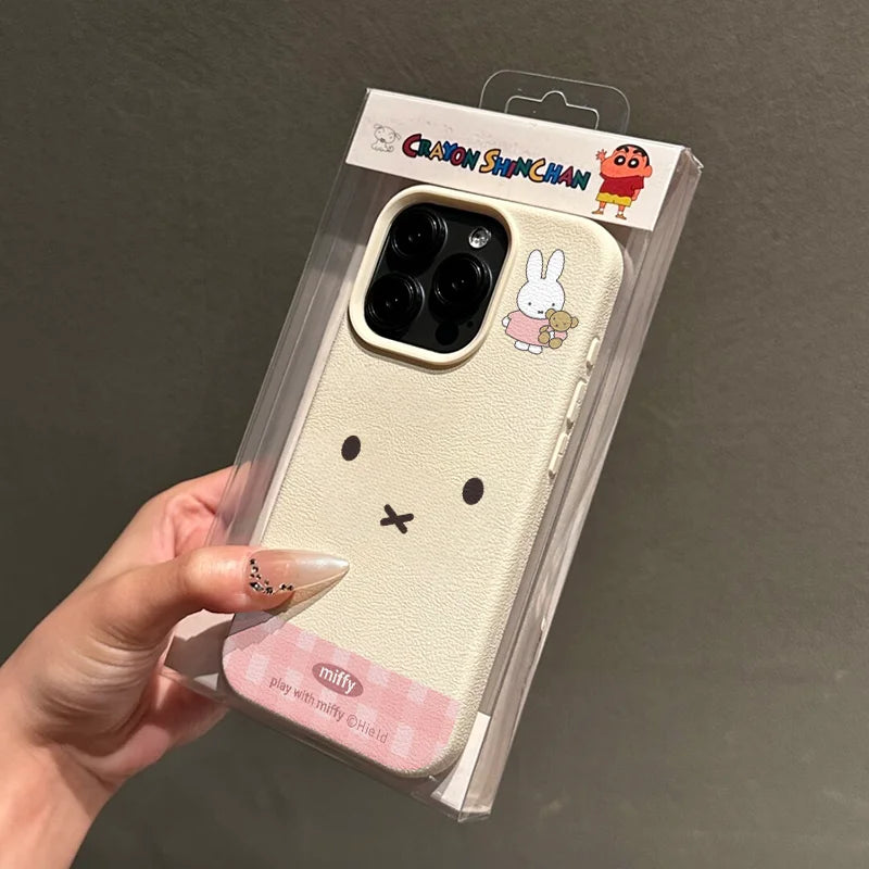 Miffy Kawaii Phone Case Cute Bear Miffy Rabbit Cartoon Iphone 16 15 14 13 All Inclusive Anti Fall Soft Shell for Couples