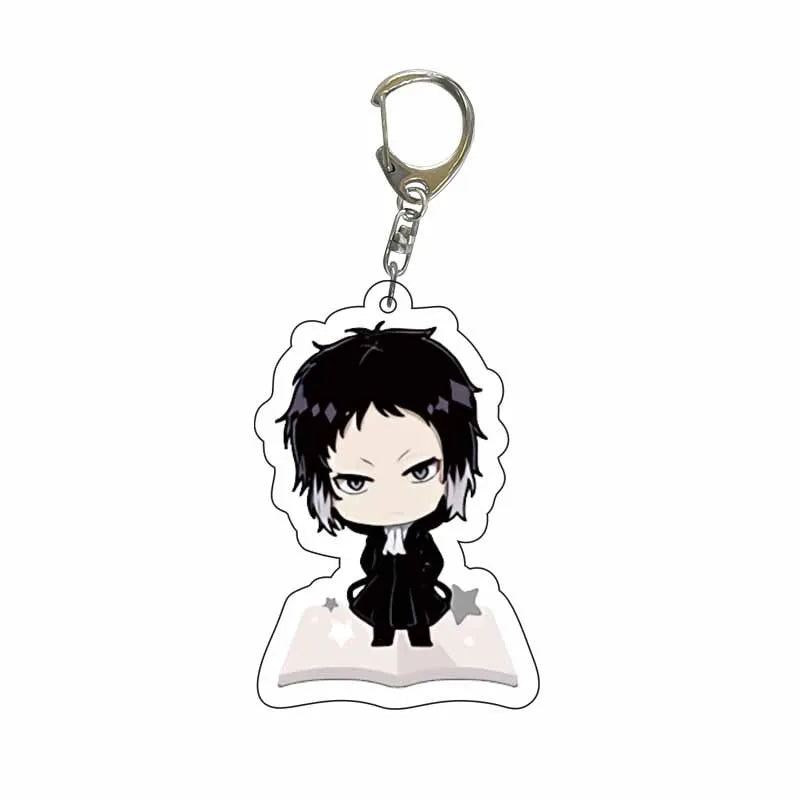 New Dogs Keychain Atsushi Nakajima Dazai Double Sided Transparent Acrylic Pendant Figure Key Holder Jewelry For Fans Accessories