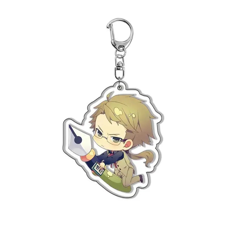 New Dogs Keychain Atsushi Nakajima Dazai Double Sided Transparent Acrylic Pendant Figure Key Holder Jewelry For Fans Accessories