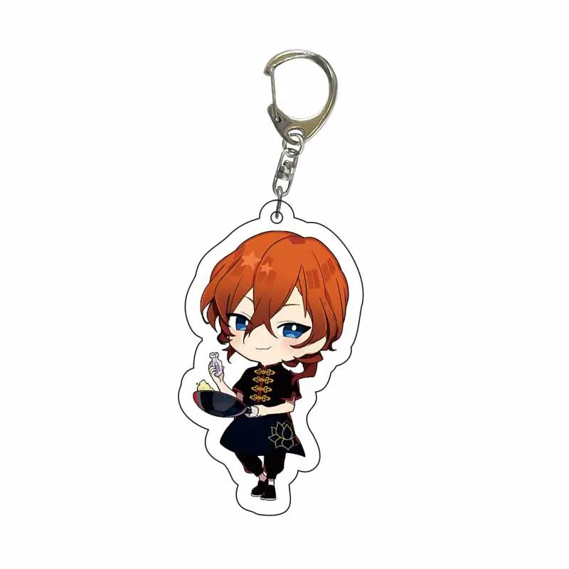 New Dogs Keychain Atsushi Nakajima Dazai Double Sided Transparent Acrylic Pendant Figure Key Holder Jewelry For Fans Accessories
