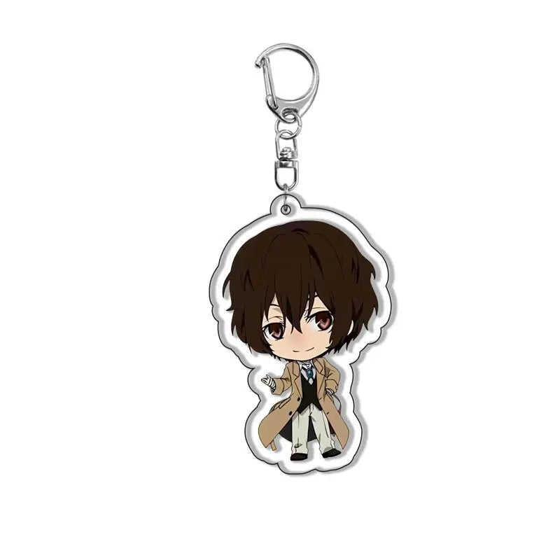 New Dogs Keychain Atsushi Nakajima Dazai Double Sided Transparent Acrylic Pendant Figure Key Holder Jewelry For Fans Accessories