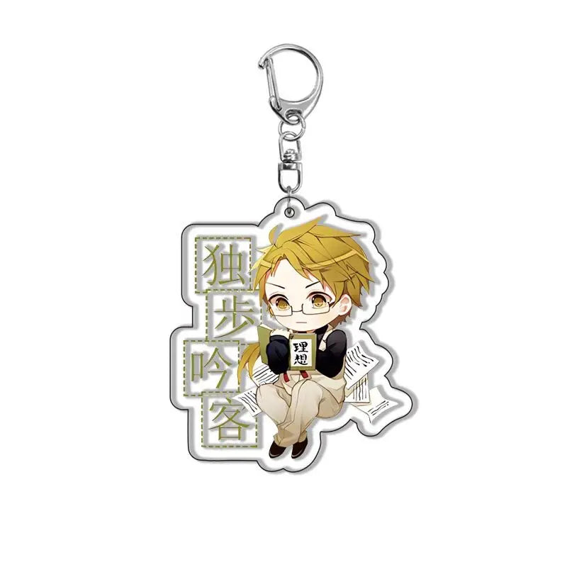 New Dogs Keychain Atsushi Nakajima Dazai Double Sided Transparent Acrylic Pendant Figure Key Holder Jewelry For Fans Accessories