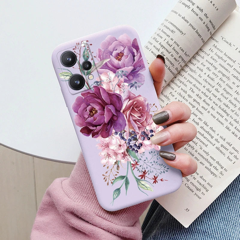 For Realme 9 4G Case 9 Pro Plus Cover Cute Heart Flower Back Cover Soft Silicone Protective Funda For OPPO Realme 9 Pro+ Shell