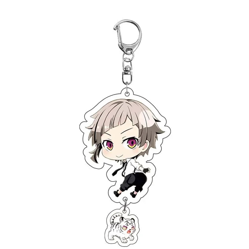 New Dogs Keychain Atsushi Nakajima Dazai Double Sided Transparent Acrylic Pendant Figure Key Holder Jewelry For Fans Accessories