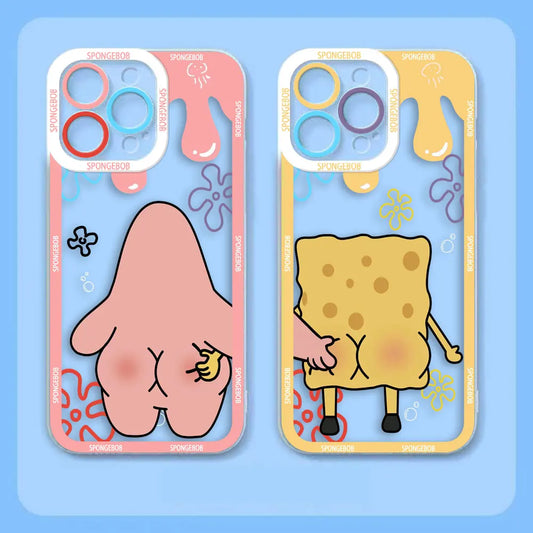 Cute Cartoon SpongeBob Patrick Star Angel Eyes Clear Phone Case For iPhone Apple 15 14 12 13 11 16 8 7 SE Plus X XR XS Max Case