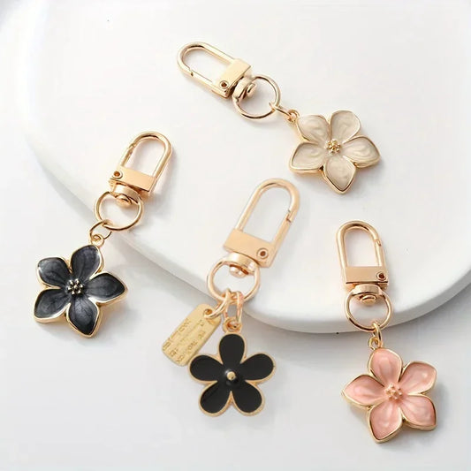 Cute Cherry Blossom Keychain Enamel Flower Pendant Key Chain Couple Car Key Holder Accessories For Women Girls Handbag Jewelry