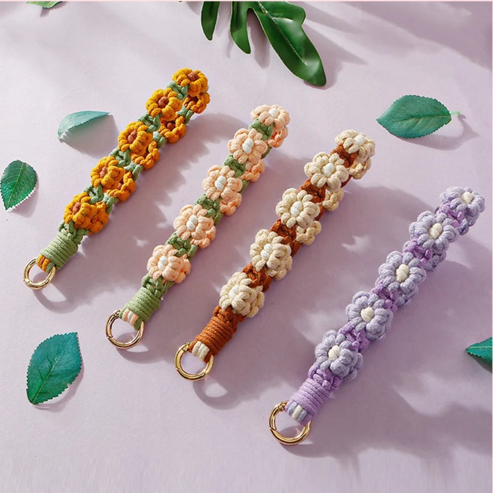 Artisan Crafted Handmade Mobile Accessory Flower Charm Woven Bag Pendant For Fashion Accessory Phone Decoration Gift Idea