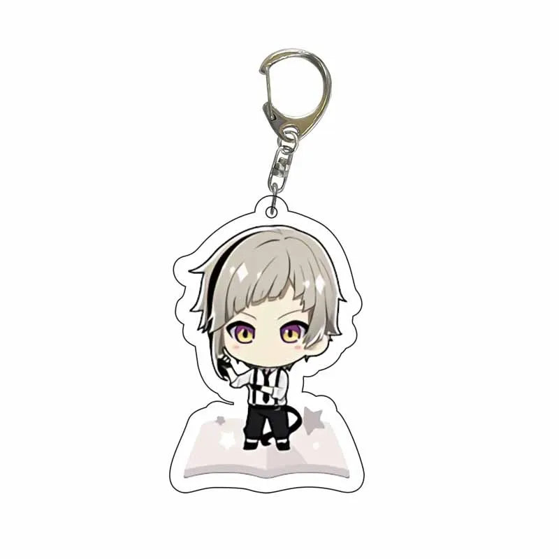 New Dogs Keychain Atsushi Nakajima Dazai Double Sided Transparent Acrylic Pendant Figure Key Holder Jewelry For Fans Accessories