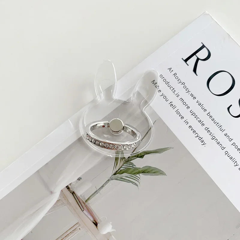 Transparent Finger Ring Holder Diamond Ring Phone Stand Holder for Cellphone Finger Grip Rotatable Phone Support Mount Accessory