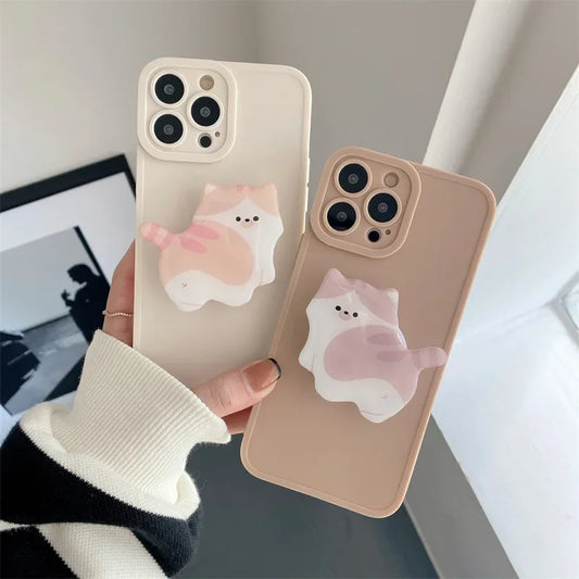 Korea Cute Cartoon Kitten Grip Acrylic Mobile Phone Holder Socket Stand Ring Cell Phone Support Bracket Smartphone Accessories