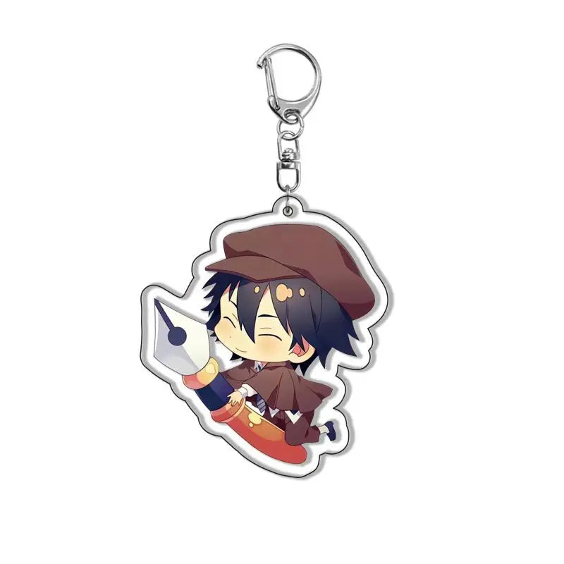 New Dogs Keychain Atsushi Nakajima Dazai Double Sided Transparent Acrylic Pendant Figure Key Holder Jewelry For Fans Accessories