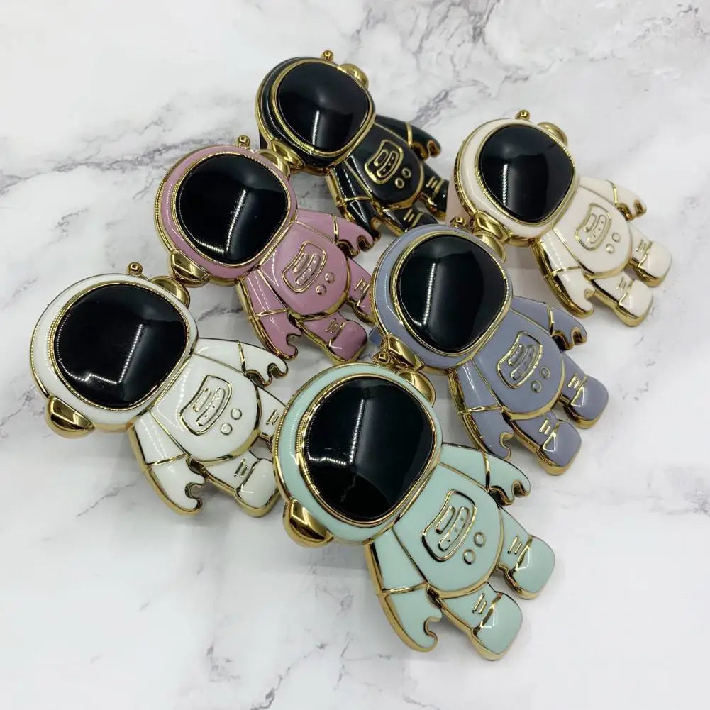 Creative Phone Holder Standing Smooth Surface Electroplated Astronaut Shape Phone Holder Desktop Phone Bracket Portable