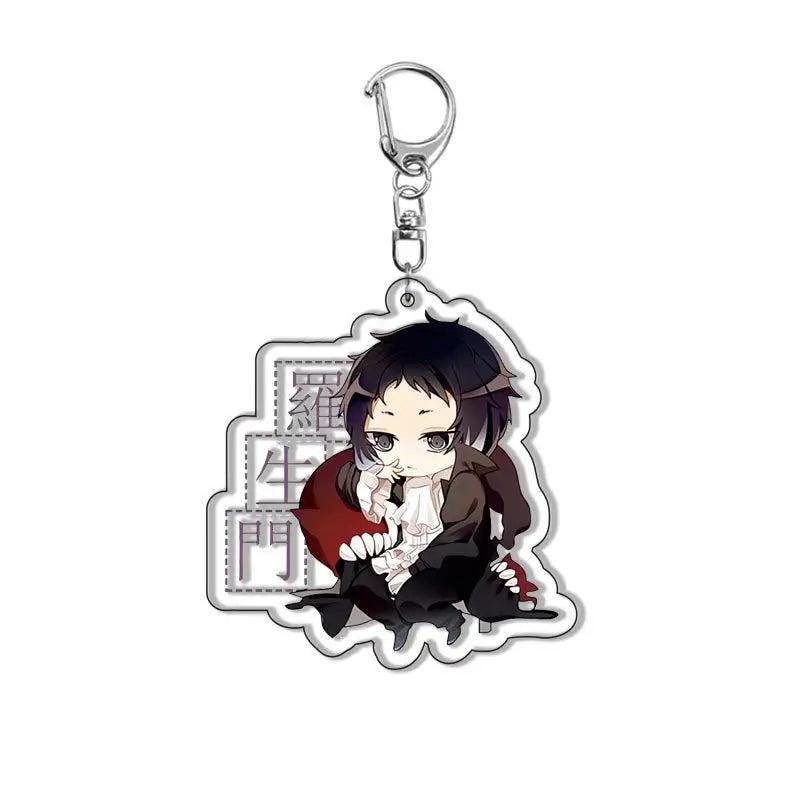 New Dogs Keychain Atsushi Nakajima Dazai Double Sided Transparent Acrylic Pendant Figure Key Holder Jewelry For Fans Accessories