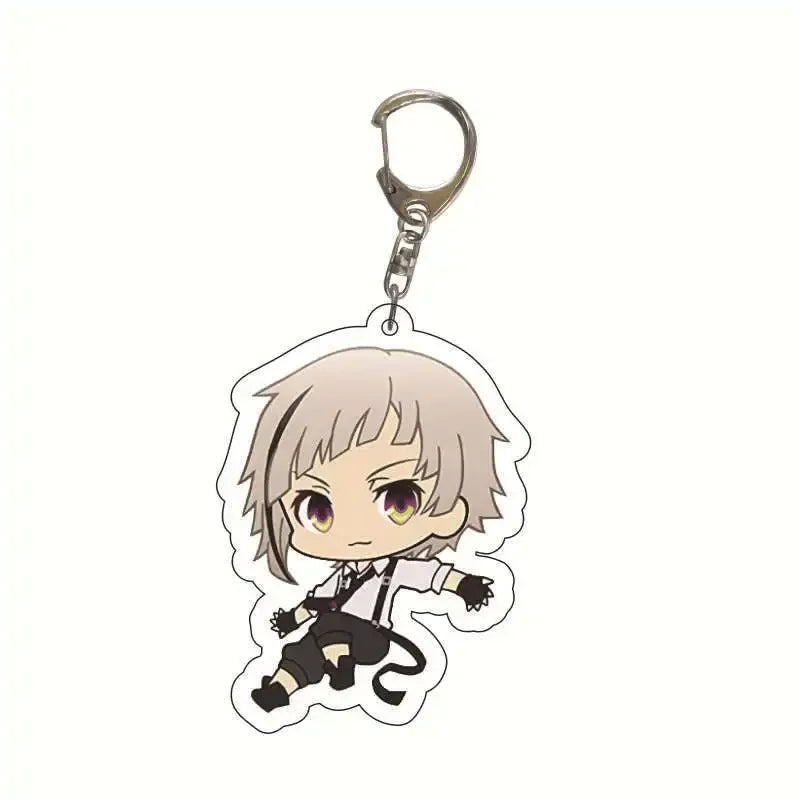 New Dogs Keychain Atsushi Nakajima Dazai Double Sided Transparent Acrylic Pendant Figure Key Holder Jewelry For Fans Accessories