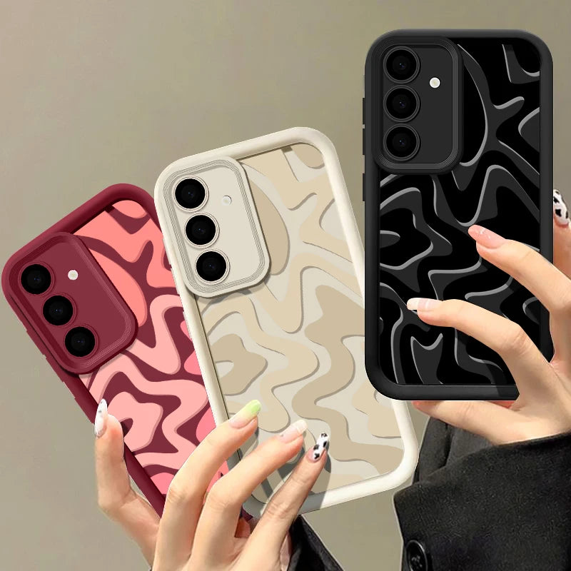 Striped Pattern Case For Samsung Galaxy A16 A55 A54 A15 A14 A25 A35 A56 5G S25 Edge S25 S24 S23 S22 Ultra S24 FE TPU Cover