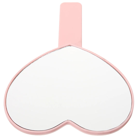 Heart Shaped Mirror 13x18 5cm Pink Lashes Portable Handheld Travel Mini Compact Makeup Mirrors for Women Purse