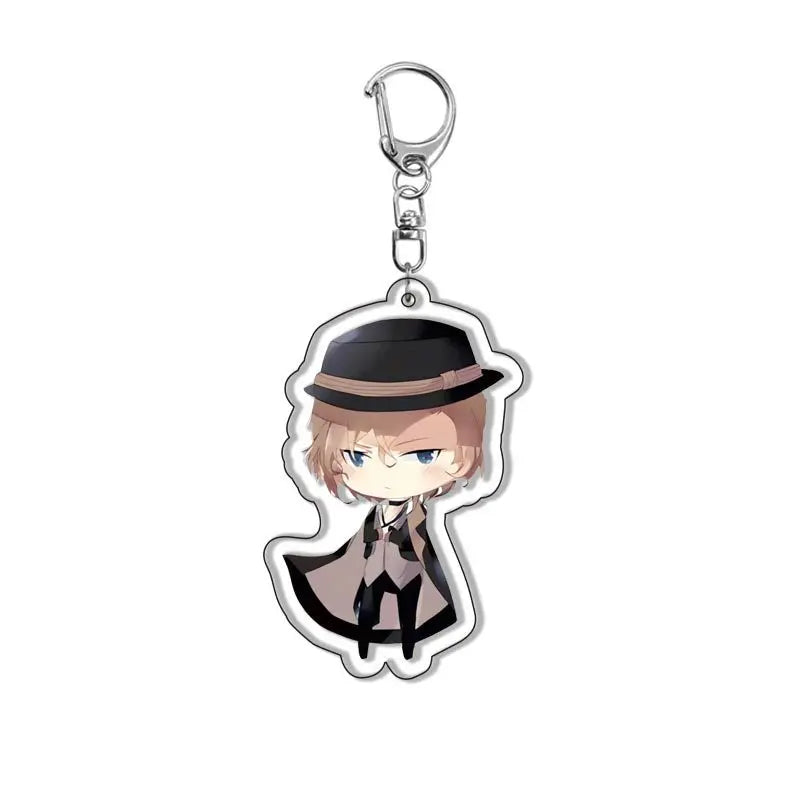 New Dogs Keychain Atsushi Nakajima Dazai Double Sided Transparent Acrylic Pendant Figure Key Holder Jewelry For Fans Accessories