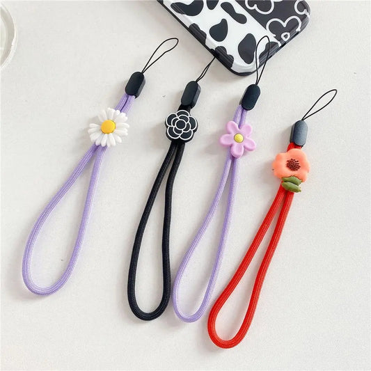Strap Hanging Rope Phone Charms Keys Short Rope Mobile Phone Lanyard Wrist Hand Lanyard Phone Hanging Rope Flowers Phone Strap