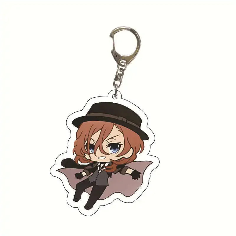 New Dogs Keychain Atsushi Nakajima Dazai Double Sided Transparent Acrylic Pendant Figure Key Holder Jewelry For Fans Accessories