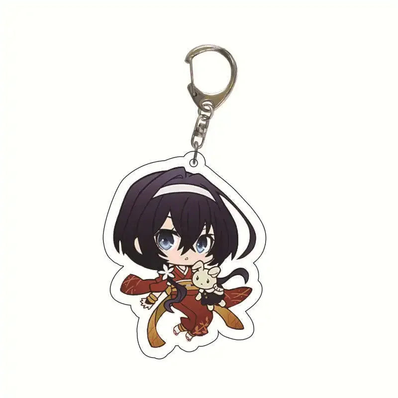 New Dogs Keychain Atsushi Nakajima Dazai Double Sided Transparent Acrylic Pendant Figure Key Holder Jewelry For Fans Accessories