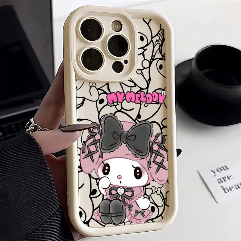 Kuromi My Melody Phone Case For iPhone 11 12 13 14 15 16 Pro Max Sanrio Thicken Case For iPhone 15 16 Plus Soft Protective Cover
