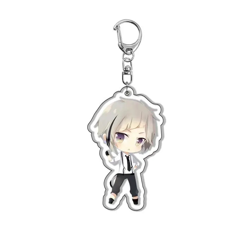 New Dogs Keychain Atsushi Nakajima Dazai Double Sided Transparent Acrylic Pendant Figure Key Holder Jewelry For Fans Accessories
