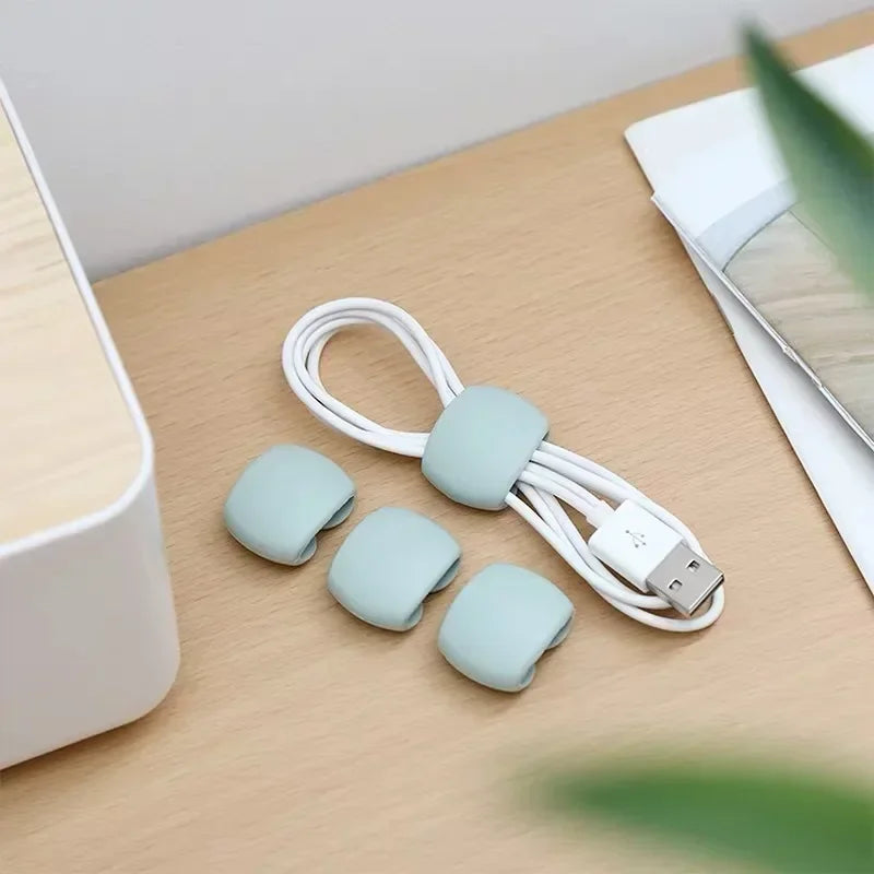 4pcs Cable Winder Cable Organizer Clips Mouse Wire Headphone Holder USB Charger Holder Desk Tidy Organizer Wire Cord Protector