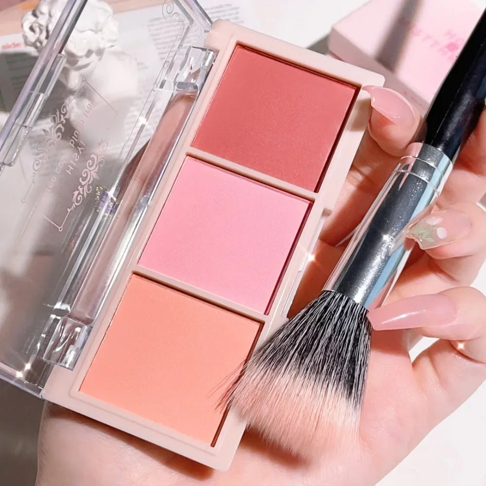 Three-color Blush Natural Color Rendering Delicate Non-flying Powder Matte Rouge Holding Makeup Clear Vitality Girl Blush Purple