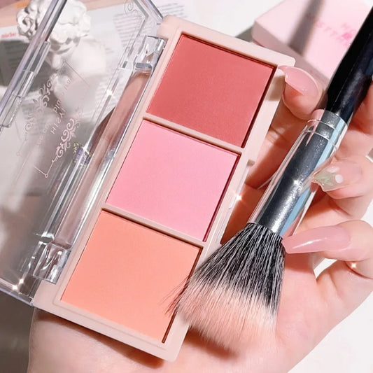 Three-color Blush Natural Color Rendering Delicate Non-flying Powder Matte Rouge Holding Makeup Clear Vitality Girl Blush Purple