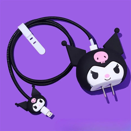 Sanrios Kuromi HelloKitty Melodys Cable Protector for Iphone Ipad 20W Charger Case Kawaii Anime Winnie Stellalou Protector Shell