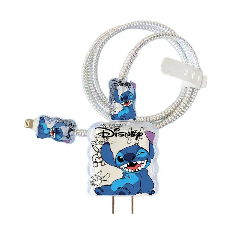 Anime Stitch Cartoon Stitch Charging Data Cable Protector Winder Accessories for Iphone 20W Charger Protective Shell Case Gifts