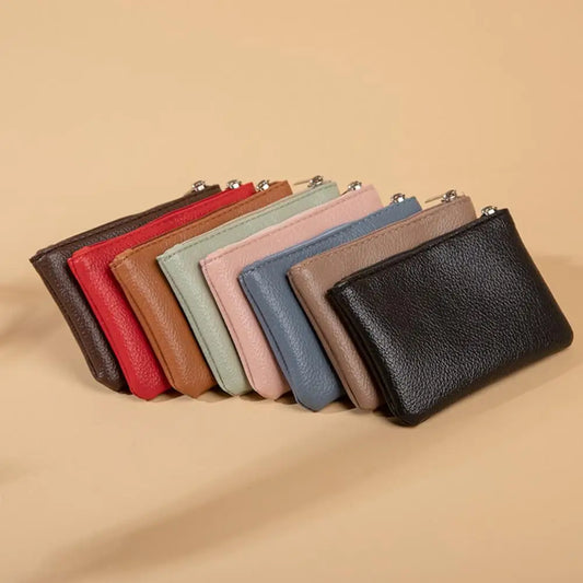 Women Wallet Mini Short Lychee Pattern Faux Leather Cards Holder Smooth Zipper Slim Wallet Coin Purse Money Case Shopping Use