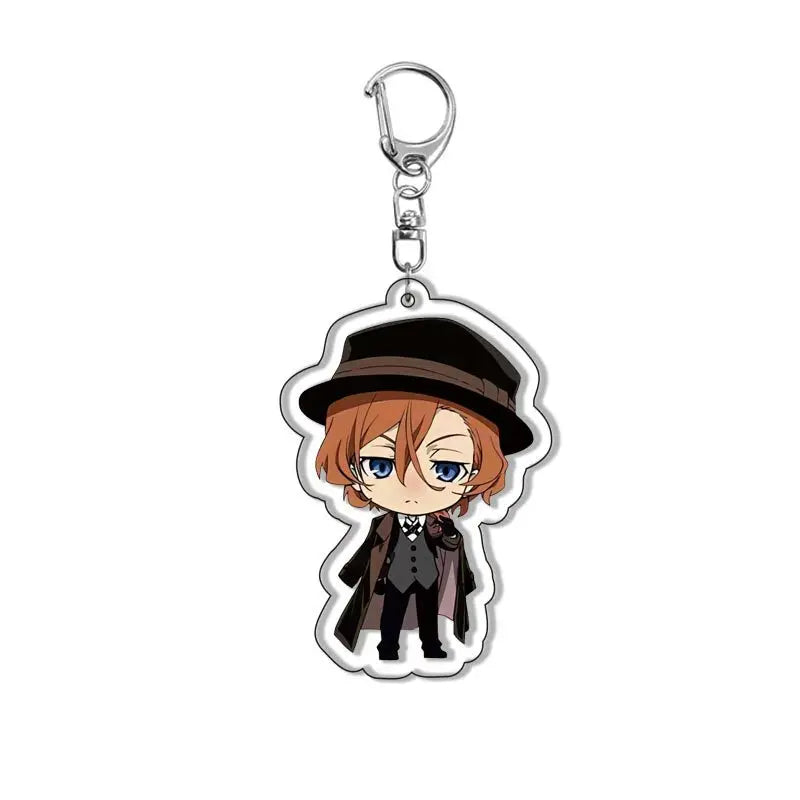 New Dogs Keychain Atsushi Nakajima Dazai Double Sided Transparent Acrylic Pendant Figure Key Holder Jewelry For Fans Accessories