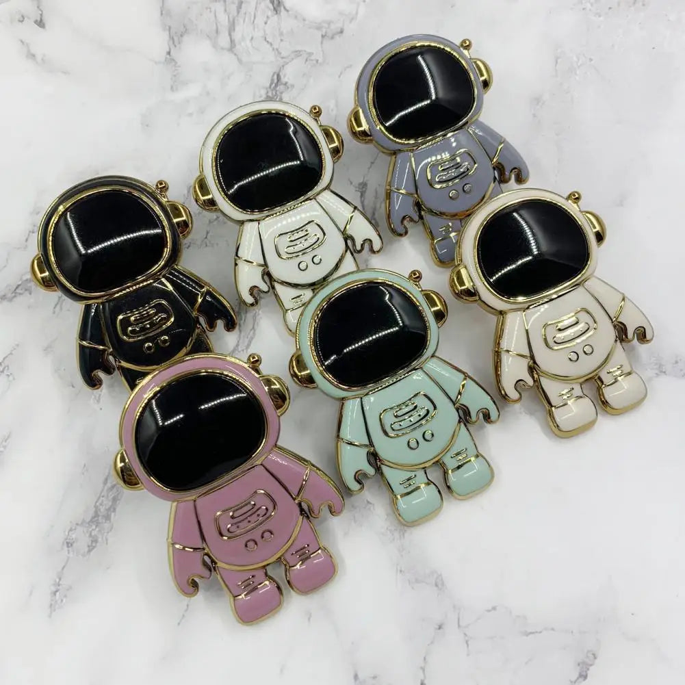 Creative Phone Holder Standing Smooth Surface Electroplated Astronaut Shape Phone Holder Desktop Phone Bracket Portable