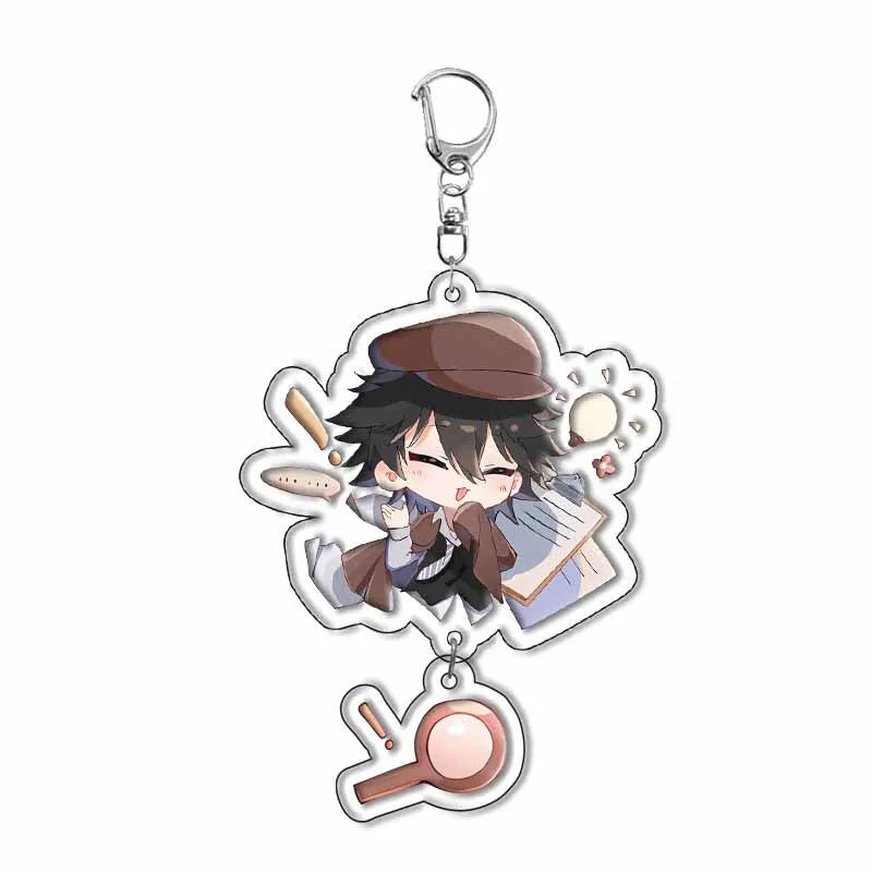 New Dogs Keychain Atsushi Nakajima Dazai Double Sided Transparent Acrylic Pendant Figure Key Holder Jewelry For Fans Accessories