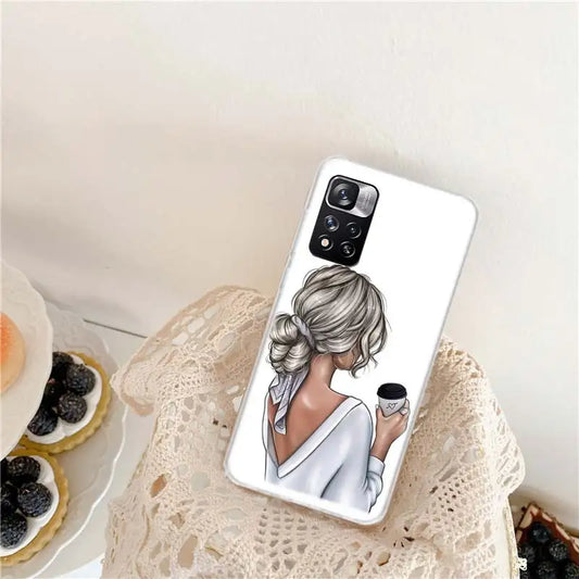 Princess Female Boss Coffee Phone Case For Xiaomi Redmi Note 11 12 14 Pro Plus 12S 11S 11T 11E 10S 10 9 9S 4G 5G 8 8T Cover Coqu
