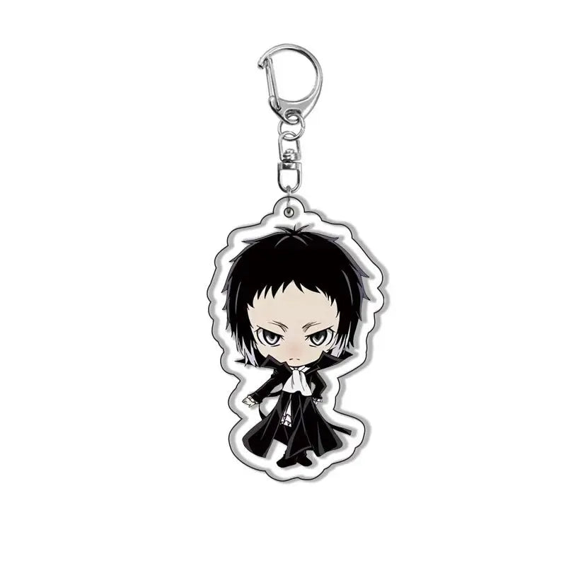 New Dogs Keychain Atsushi Nakajima Dazai Double Sided Transparent Acrylic Pendant Figure Key Holder Jewelry For Fans Accessories