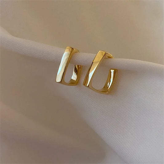 2024 New Simple Geometric U-Shaped Earrings for Women Fashionable Gold Color Irregular Earrings Trendy Jewelry Accessories