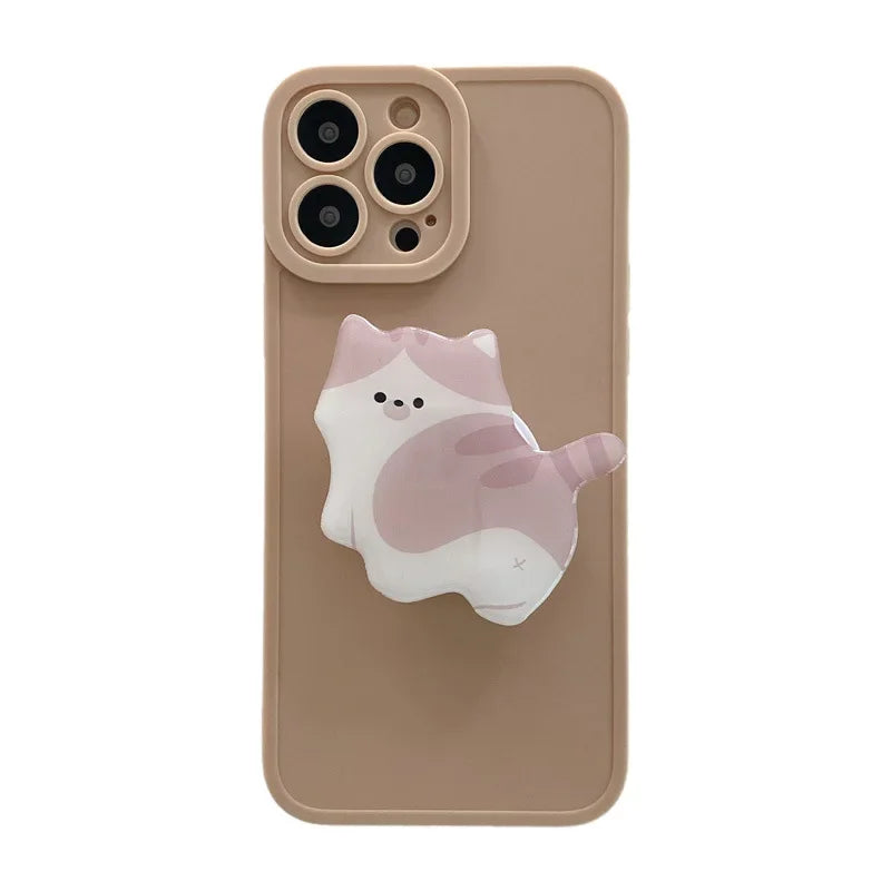 Korea Cute Cartoon Kitten Grip Acrylic Mobile Phone Holder Socket Stand Ring Cell Phone Support Bracket Smartphone Accessories