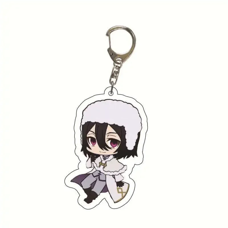 New Dogs Keychain Atsushi Nakajima Dazai Double Sided Transparent Acrylic Pendant Figure Key Holder Jewelry For Fans Accessories