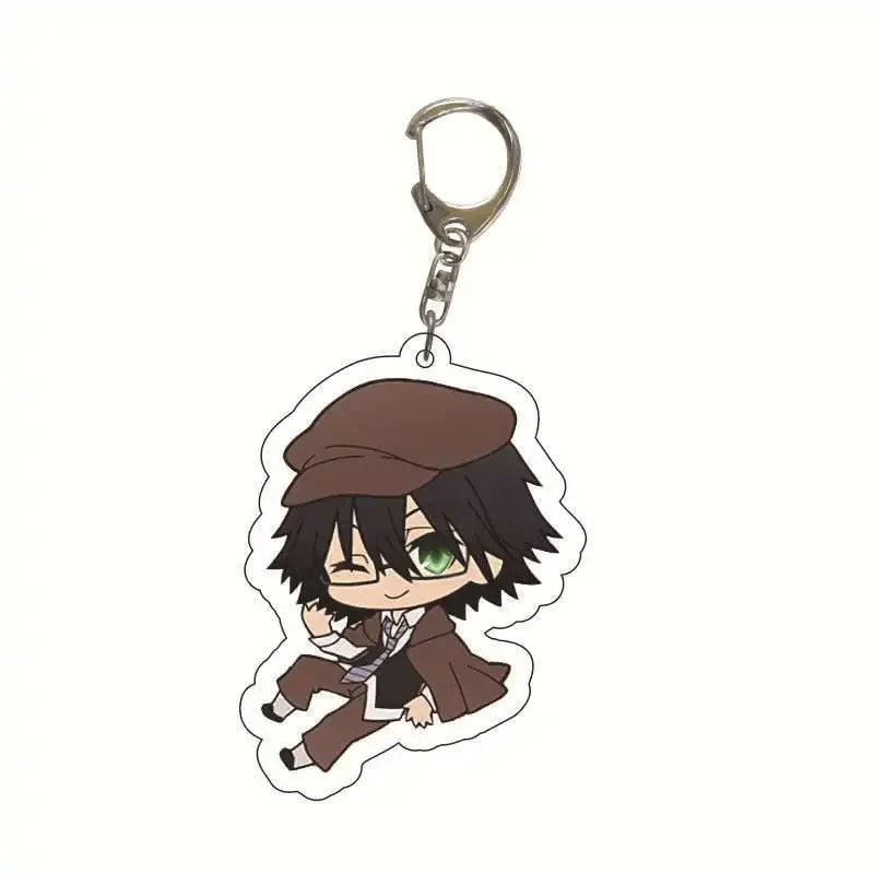 New Dogs Keychain Atsushi Nakajima Dazai Double Sided Transparent Acrylic Pendant Figure Key Holder Jewelry For Fans Accessories