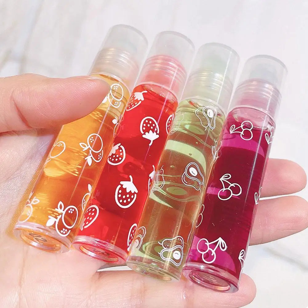 6 Colors Roll-on Fruit Essence Lip Balm LIP Gloss Fruity Lip Oil Gloss Moisturizing Lip Balm Transparent Lip Oil Mirror Randomly