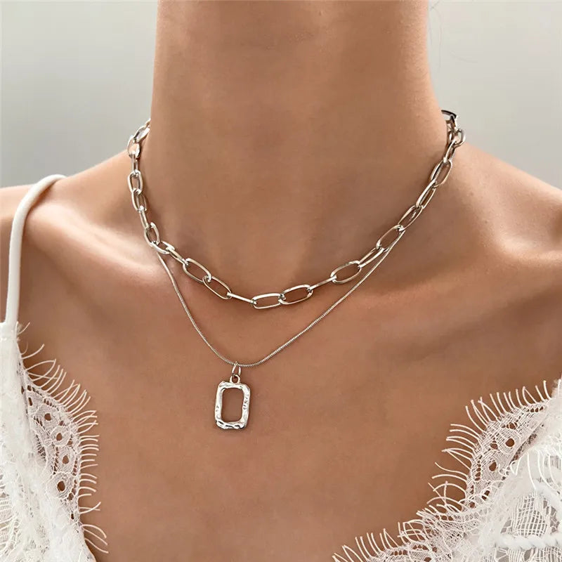 Korean Fashion Flat Snake Chain Herringbone Necklace for Women Jewelry Charm Party Choker Necklace Party Gift Collares Para Muje