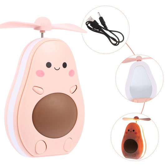 1 set Makeup Mirror Fans Portable Rechargeable LED Handheld Plastic Travel Folding Compact Mirrors For Eyeliner Gifts Women